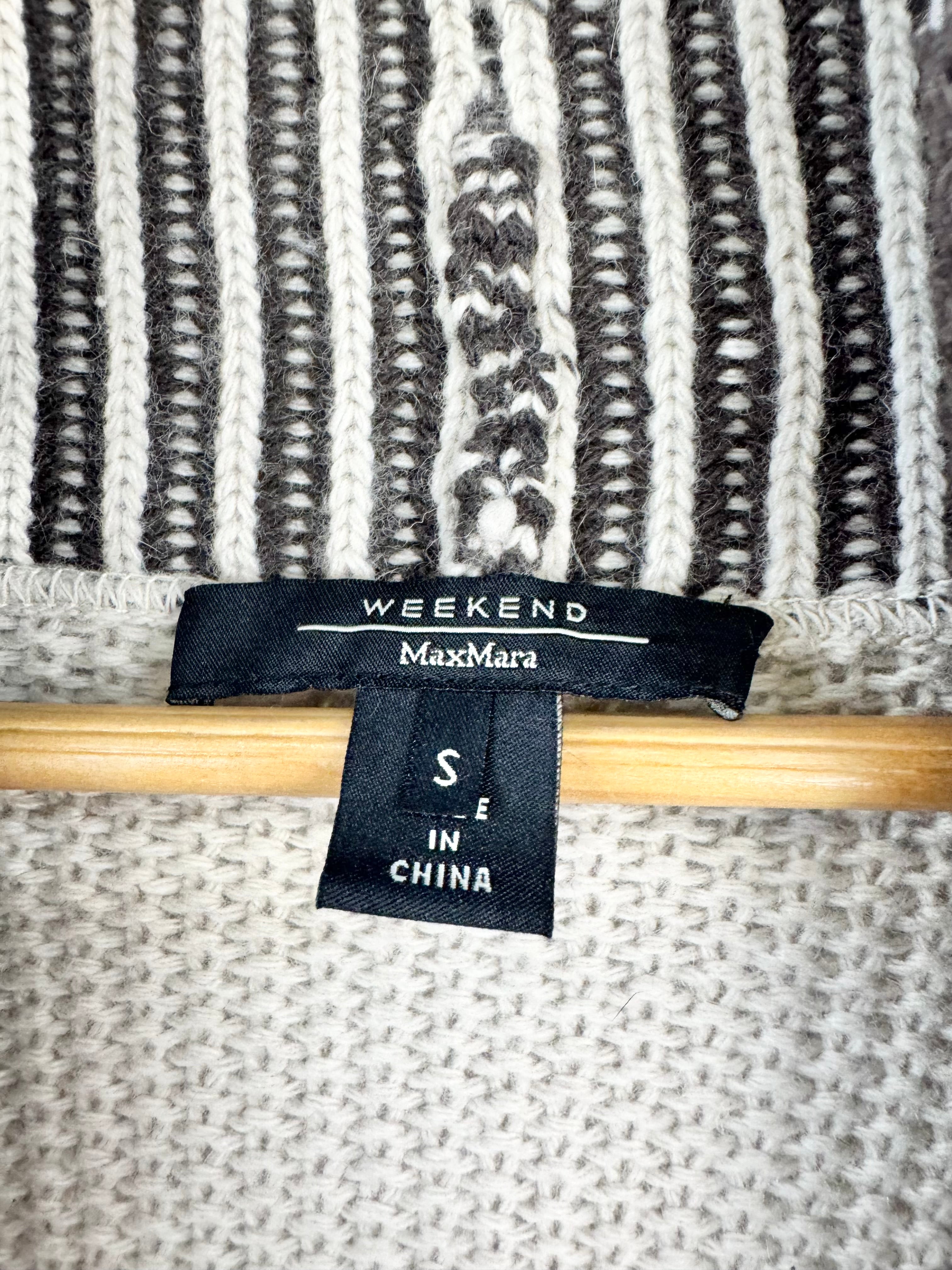 Weekend Max Mara Beige & Brown Striped Wool, Cashmere & Angora Blend Cardigan - AU8/10