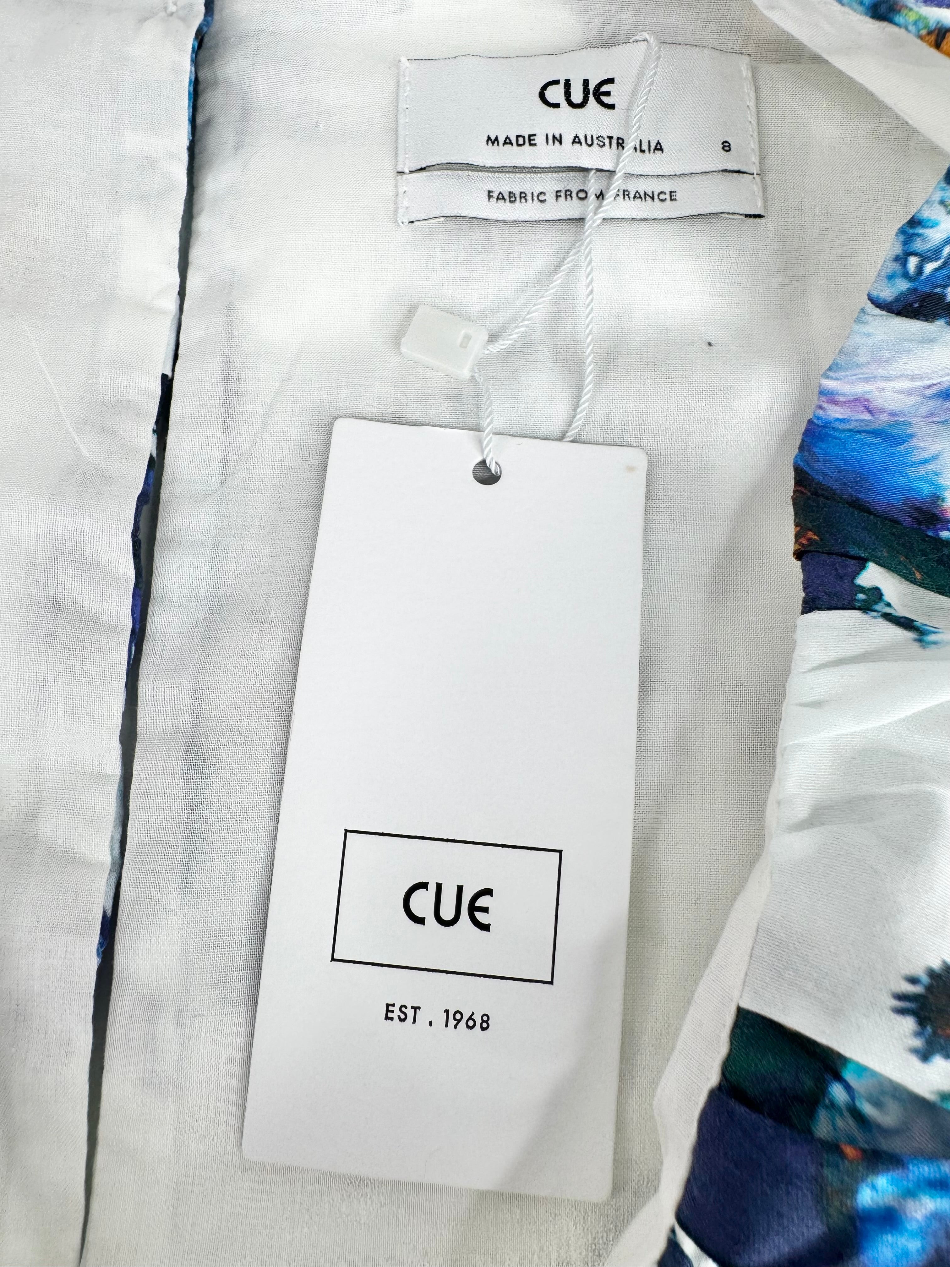 Cue Blue Floral Pattern White Dress NWT - AU8