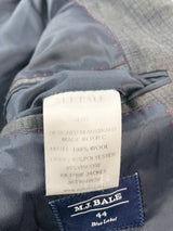 M.J. Bale Blue Label Charcoal Checked Wool Blazer - 44R