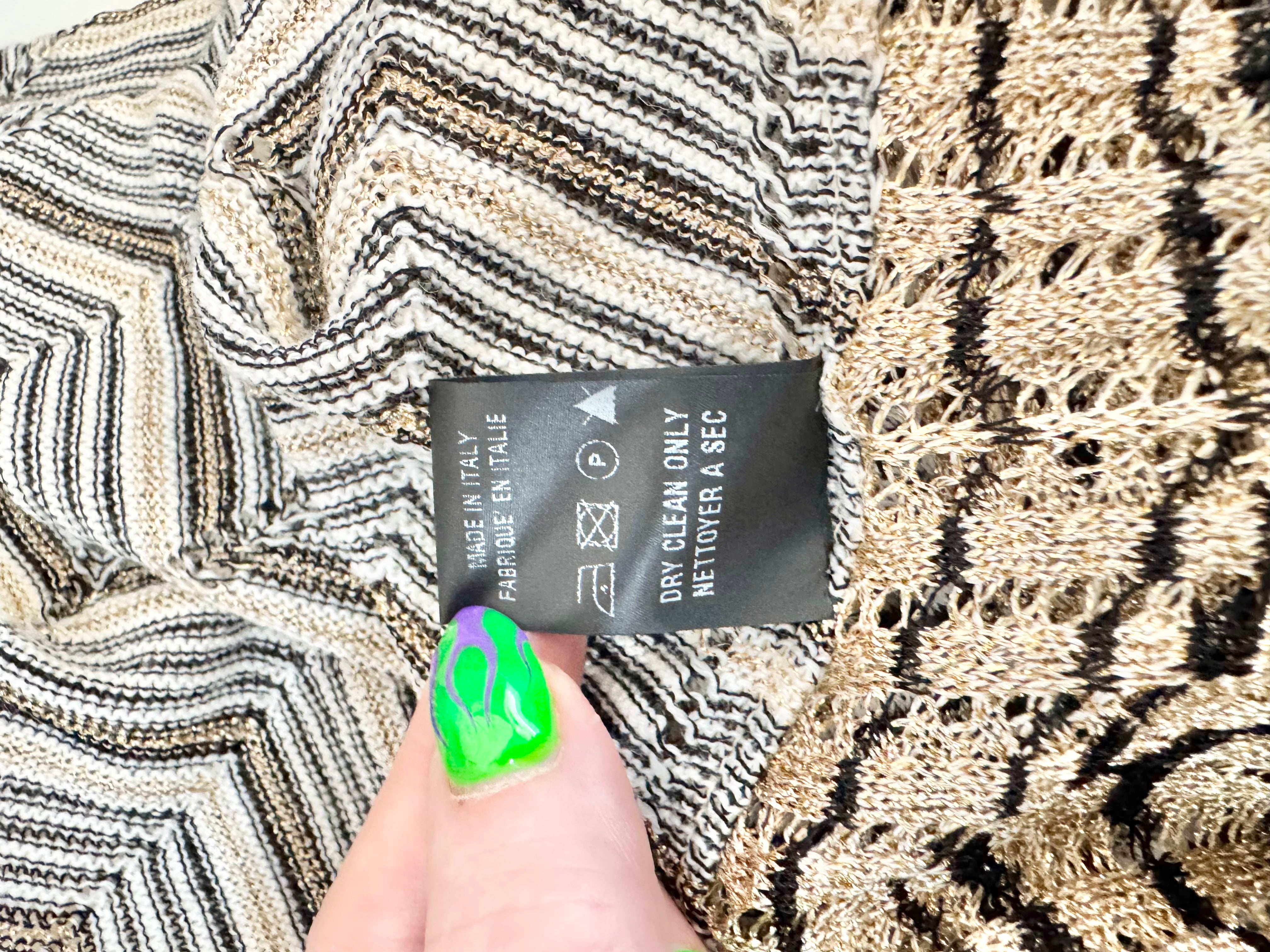 Missoni Metallic Gold Black & Cream Knit Top - AU8/10/12