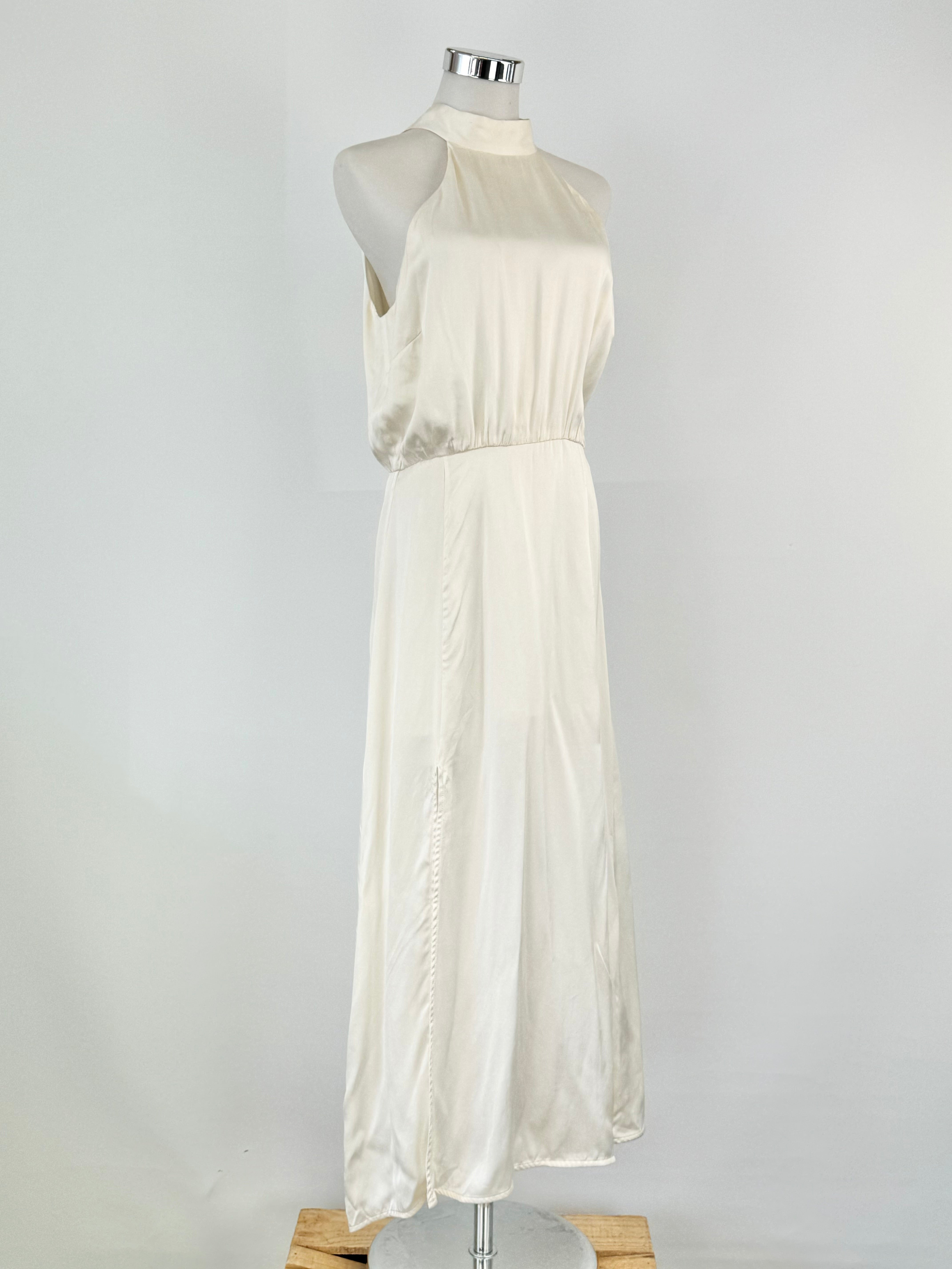 Zimmermann Pale Cream Silk Halter Neck Maxi Dress - AU10