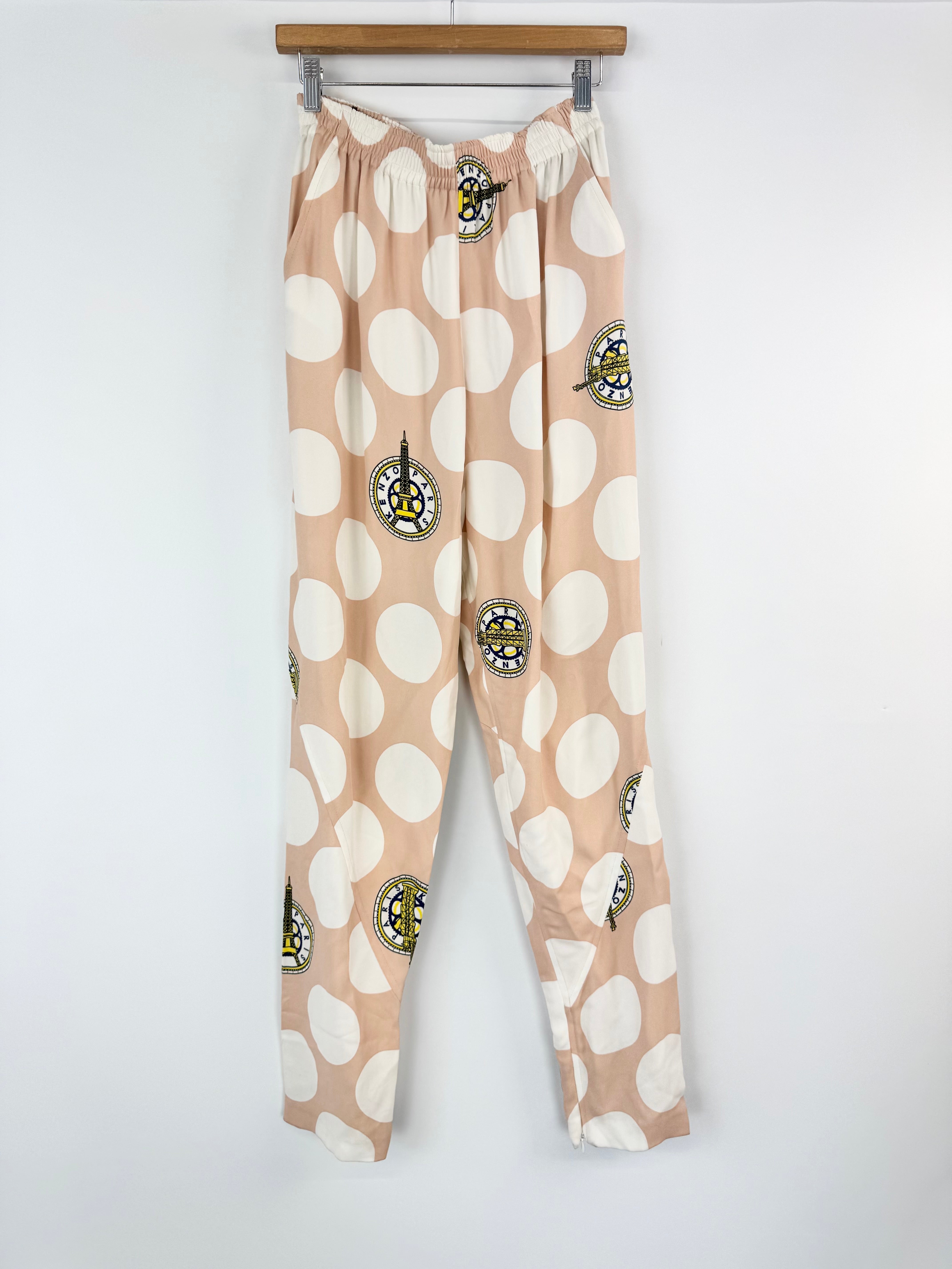 Kenzo Pale Peach & White Dot Slacks - AU10