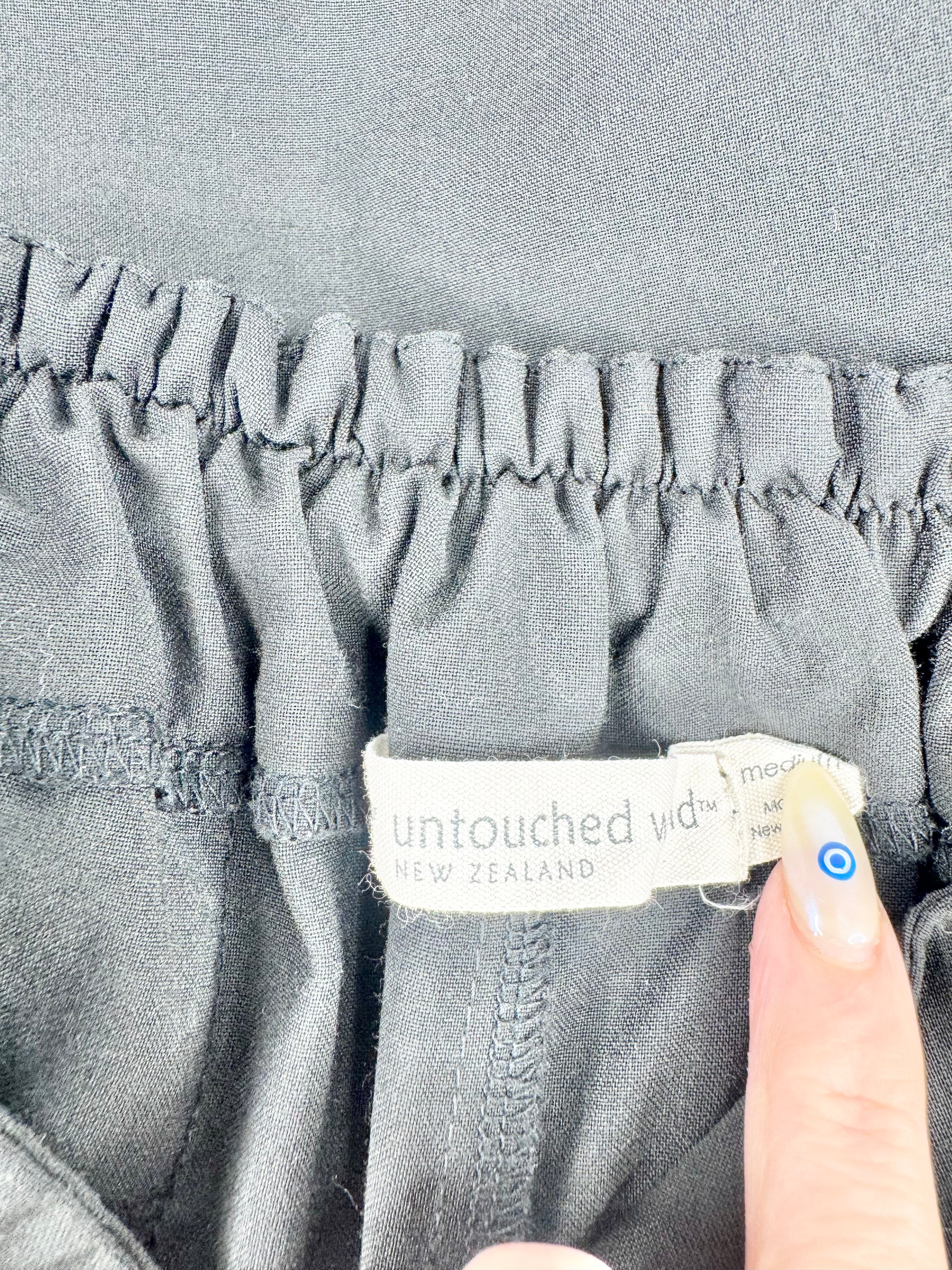 Untouched World Black Wool Wide Leg Slacks - AU10