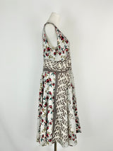 Johnny Was Ice Blue Floral Silk Slip Dress - AU10