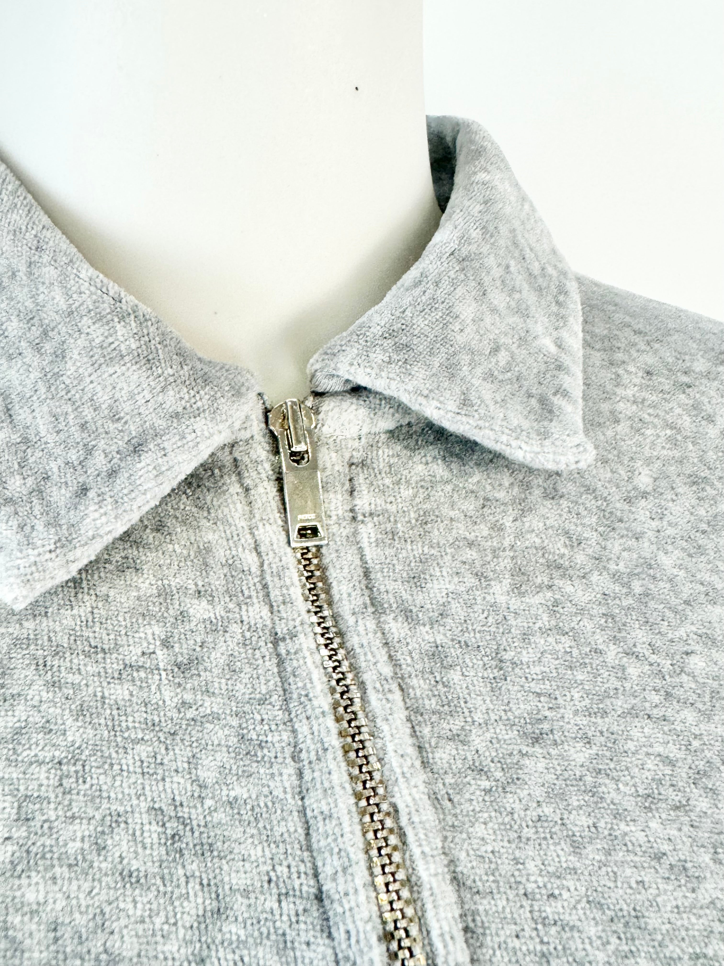 Reiss Grey Velveteen Quarter Zipper T-Shirt - M