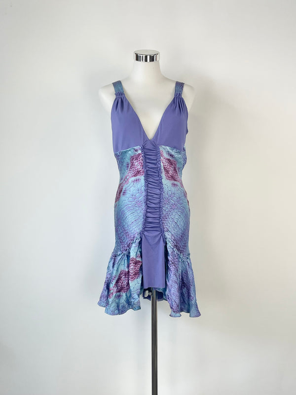 Christopher Chronis Iris & Blue Fish Scale Patterned Strap Dress - AU10
