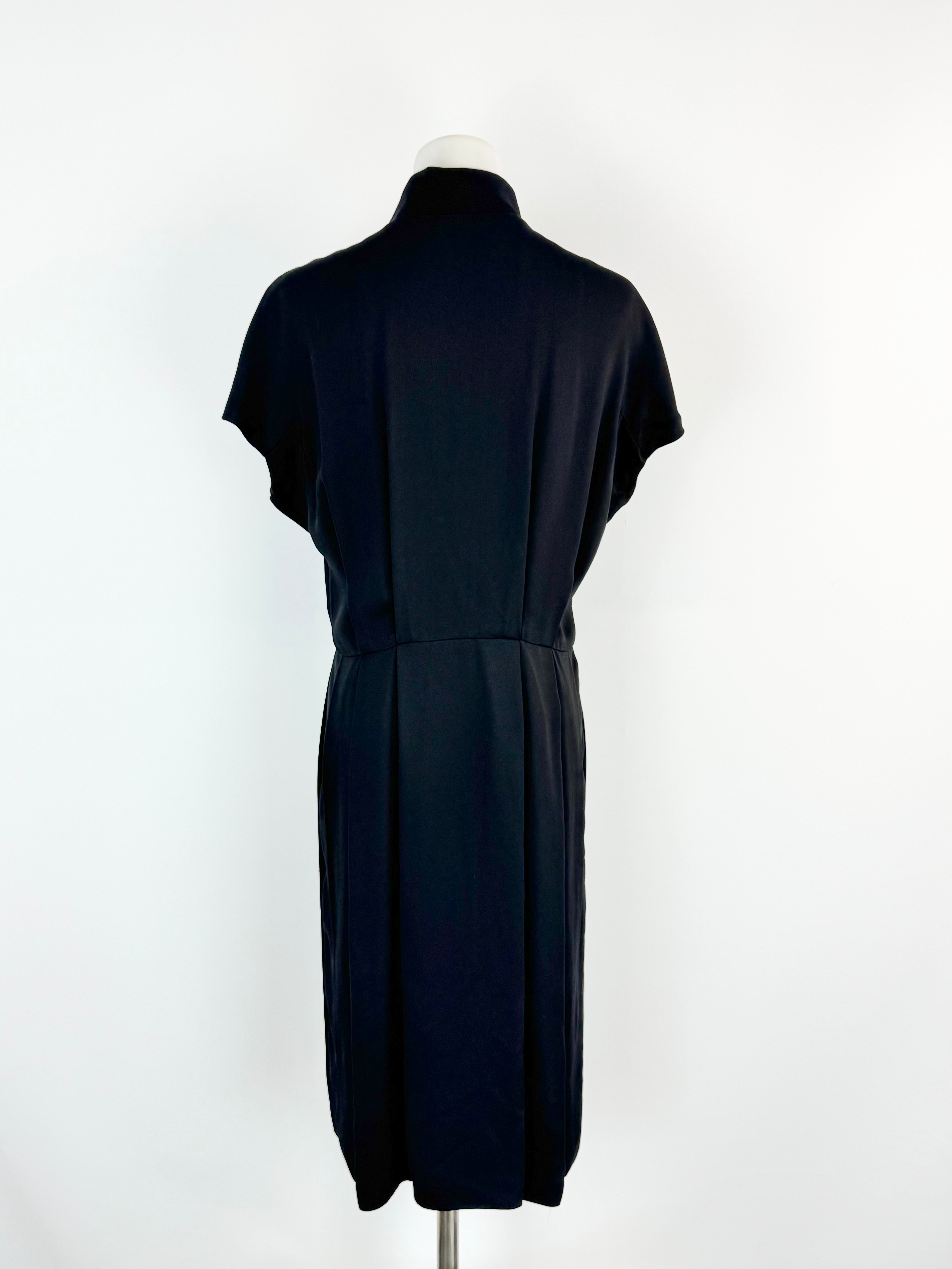 Bally Black Button Down Pleated Skirt Dress - AU10/12