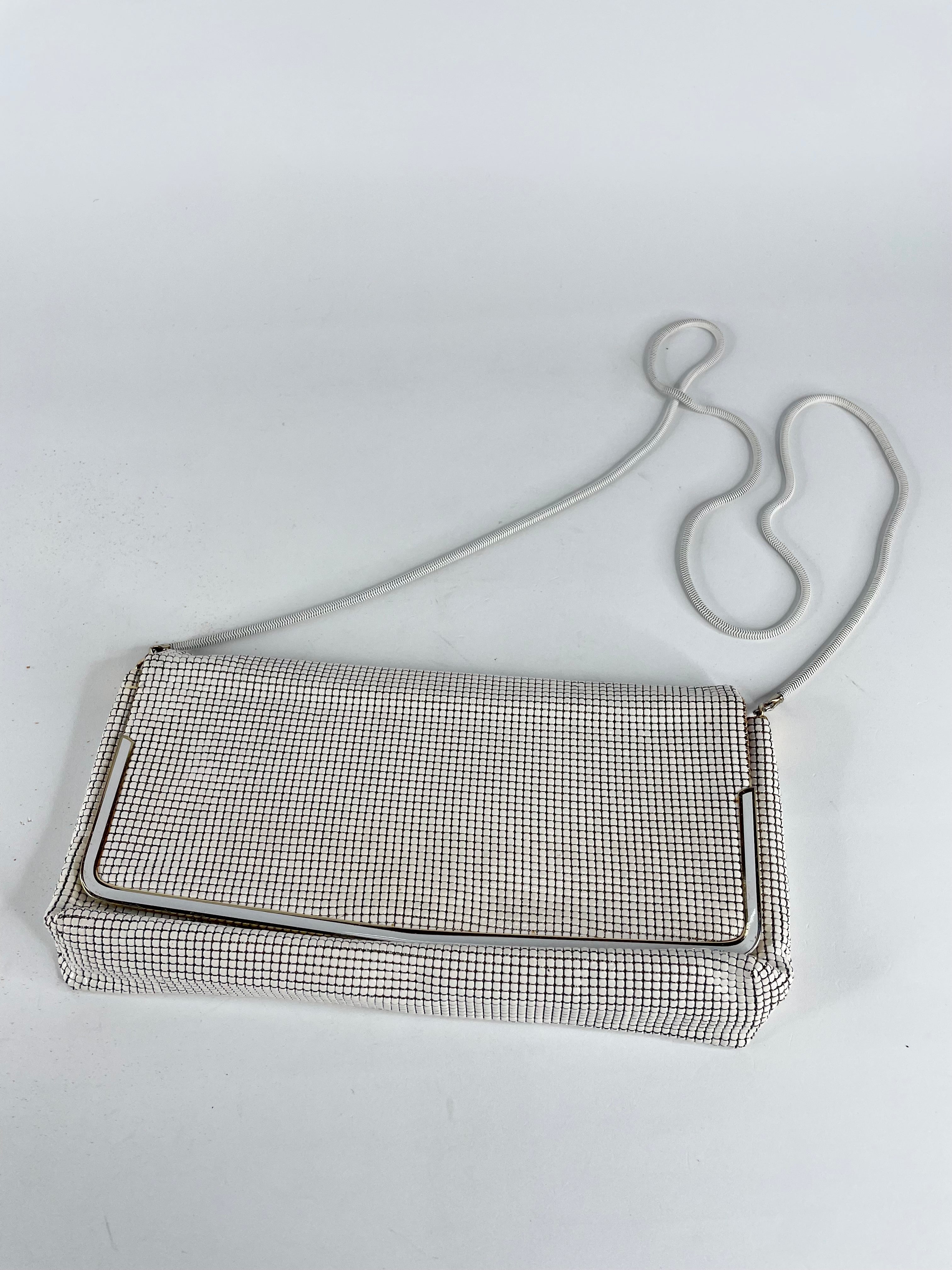 Glomesh Pearl-White Crossbody Evening Bag