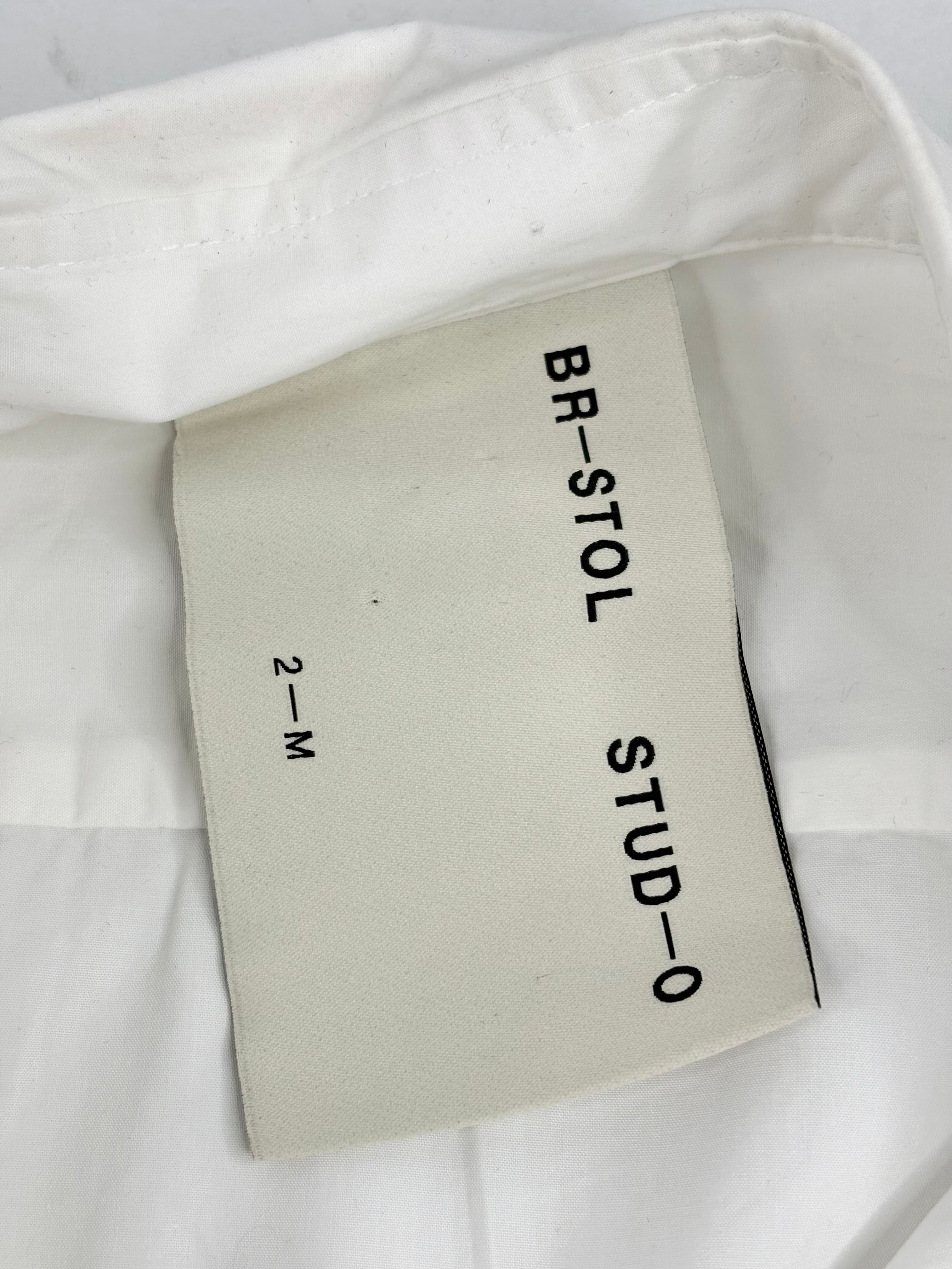 Bristol Studio Crisp Cotton White-Mesh Panel Shirt - M