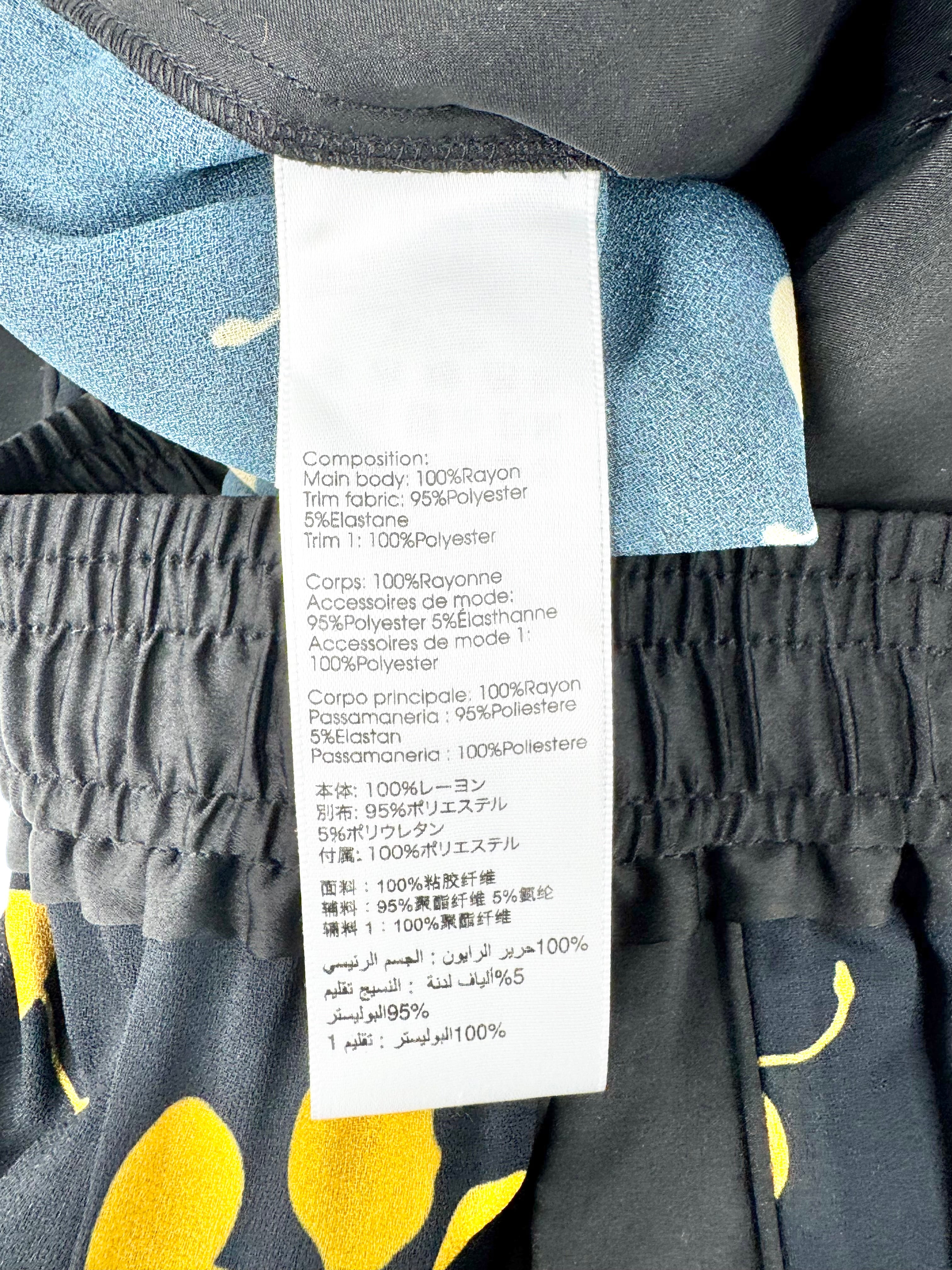 3:1 Philip Lim Black & Orange Cherry Patterned Sheer Slacks - AU8/10