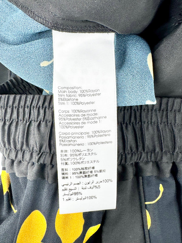 3:1 Philip Lim Black & Orange Cherry Patterned Sheer Slacks - AU8/10