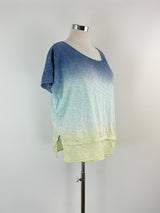 DKNY Jeans Two-Tone Blue Wash Crop Top - AU12/14