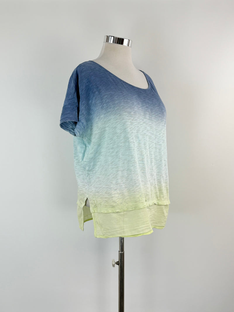 DKNY Jeans Two-Tone Blue Wash Crop Top - AU12/14