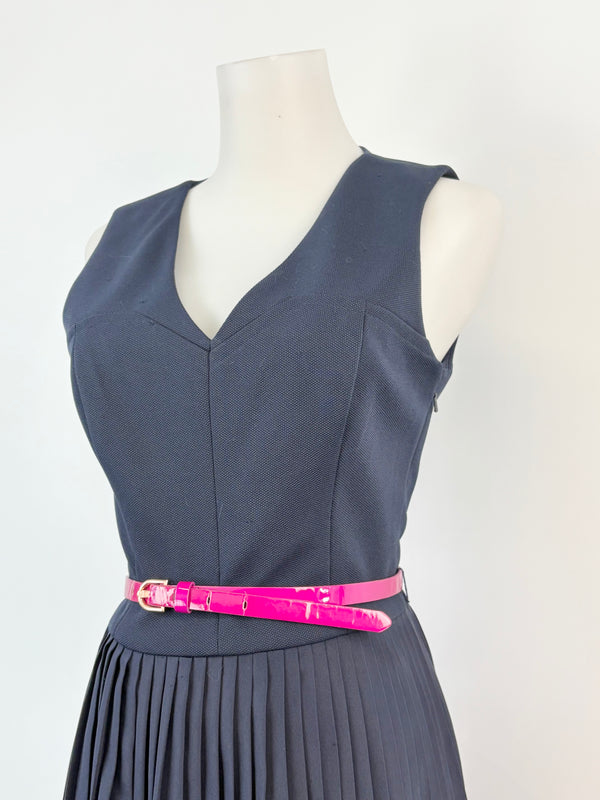 Ted Baker Navy Blue Pleated-Skirt Midi Dress - AU8