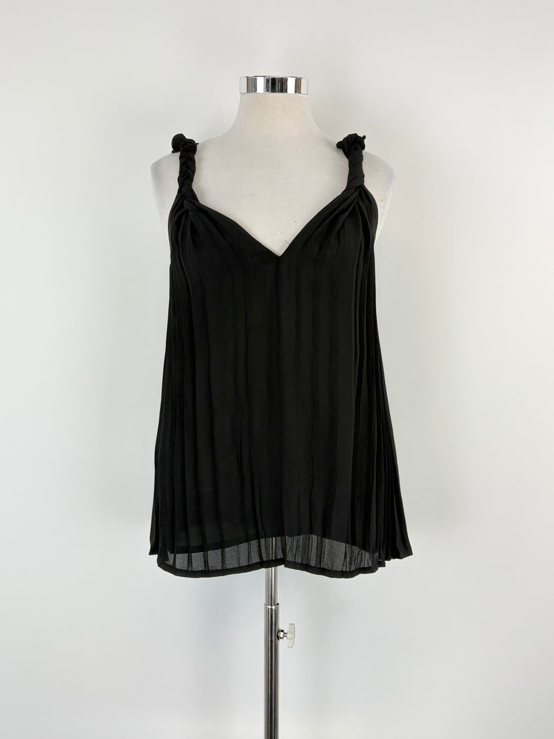 Annette Görtz Black Pleated Strappy Top - AU10/12