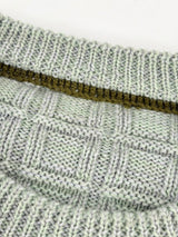 Hand-Made Wool Knit Sage Striped Sweater - AU12