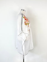 Johnny Was Sheer White Floral Embroidered Tunic - AU10/12