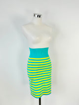 Moschino Couture! Yellow & Blue Striped Cotton Mini Skirt - AU8