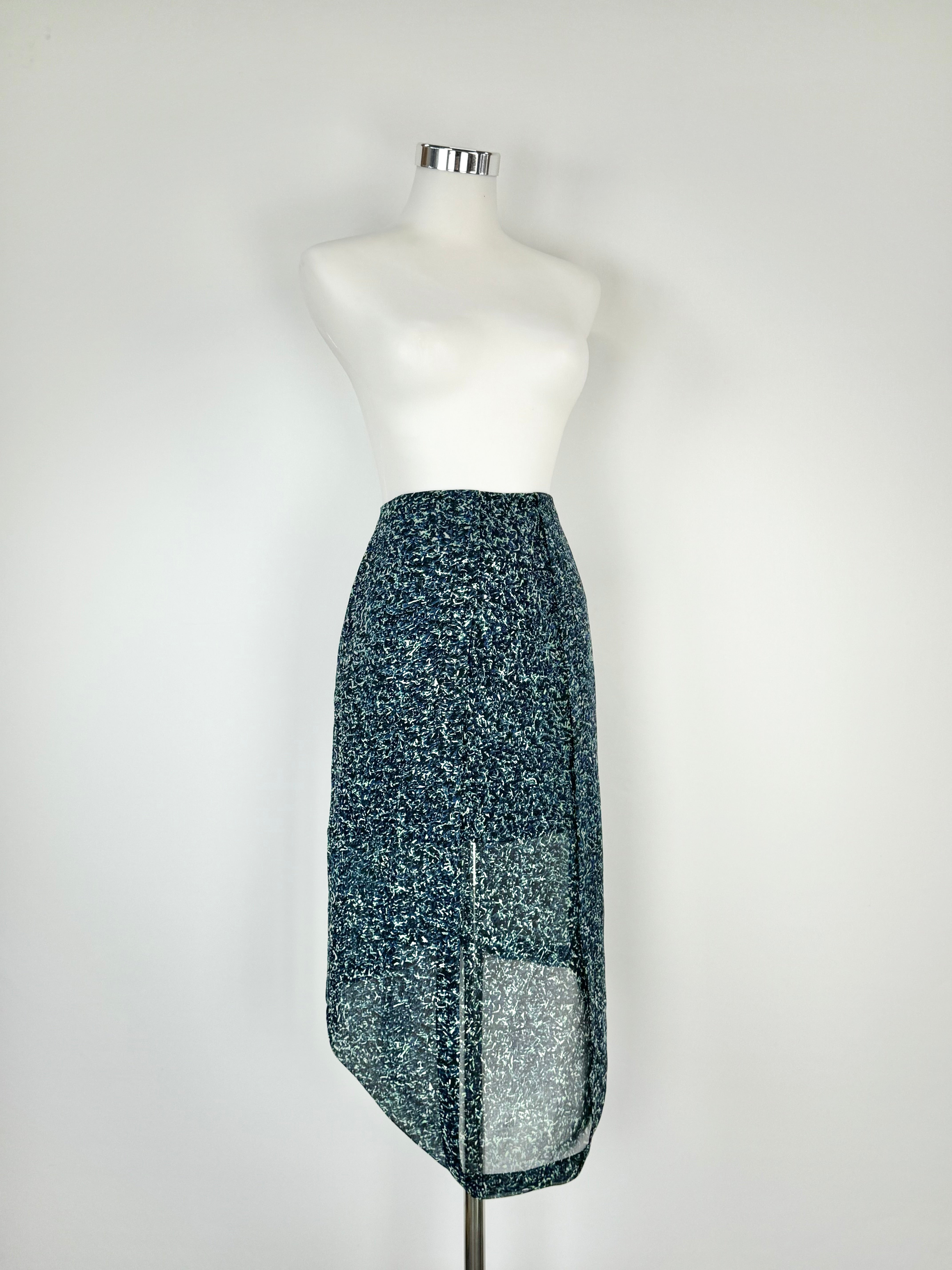 Dion Lee Blue & Green Sheer Asymmetrical Hem Pencil Skirt - AU8
