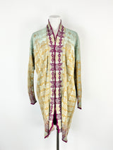 Catherine Andre Deep Gold & Aqua Waterfall Knitwear Cardigan - AU8
