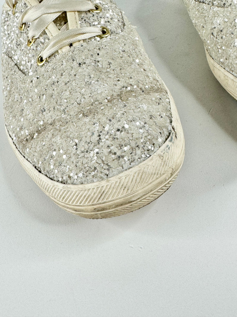 Kate Spade x Ked's Glitter Ribbon Lace Up Flats - EU40