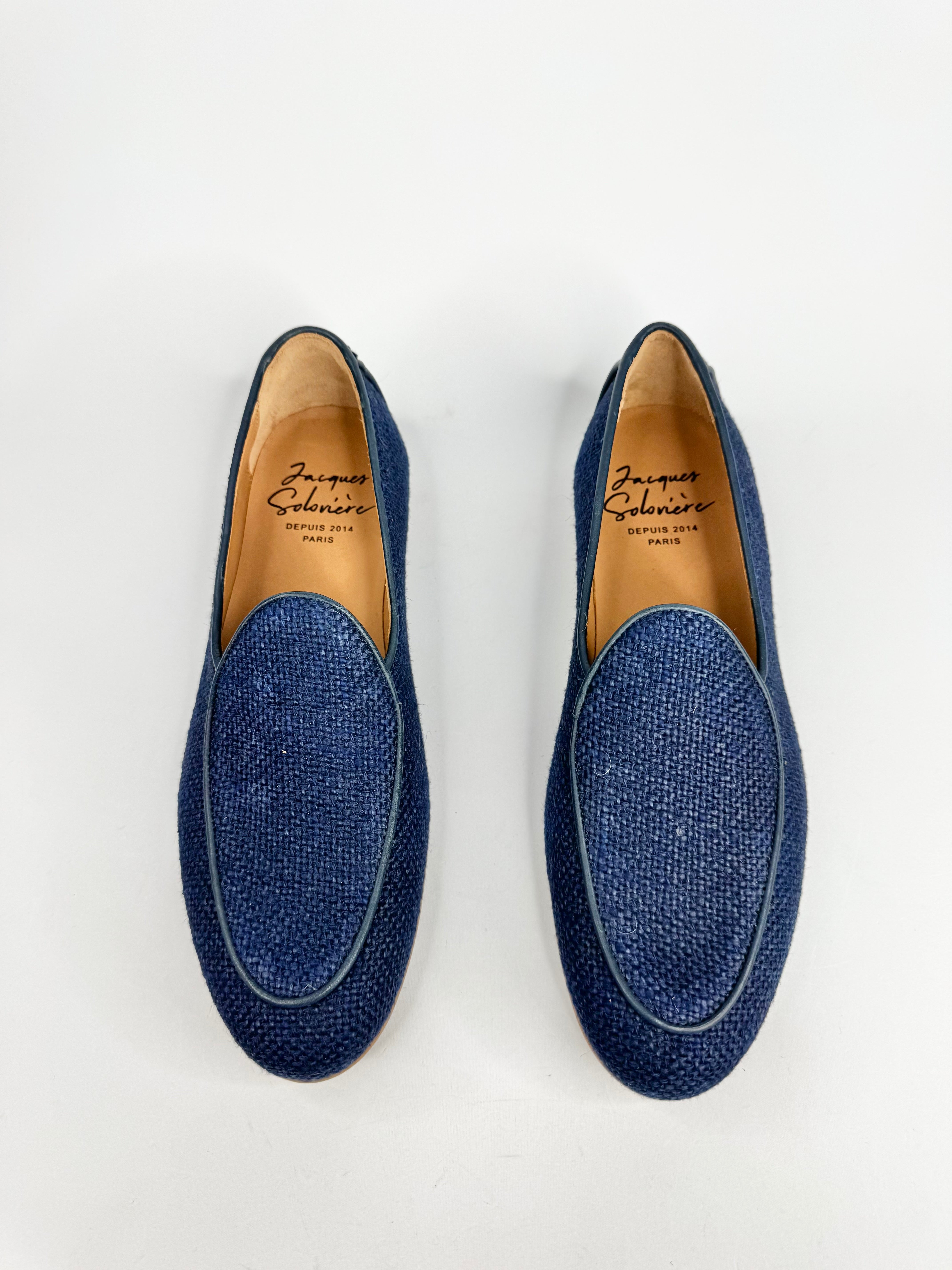 Jacques Soloviere Linen Navy Woven Loafers - EU43