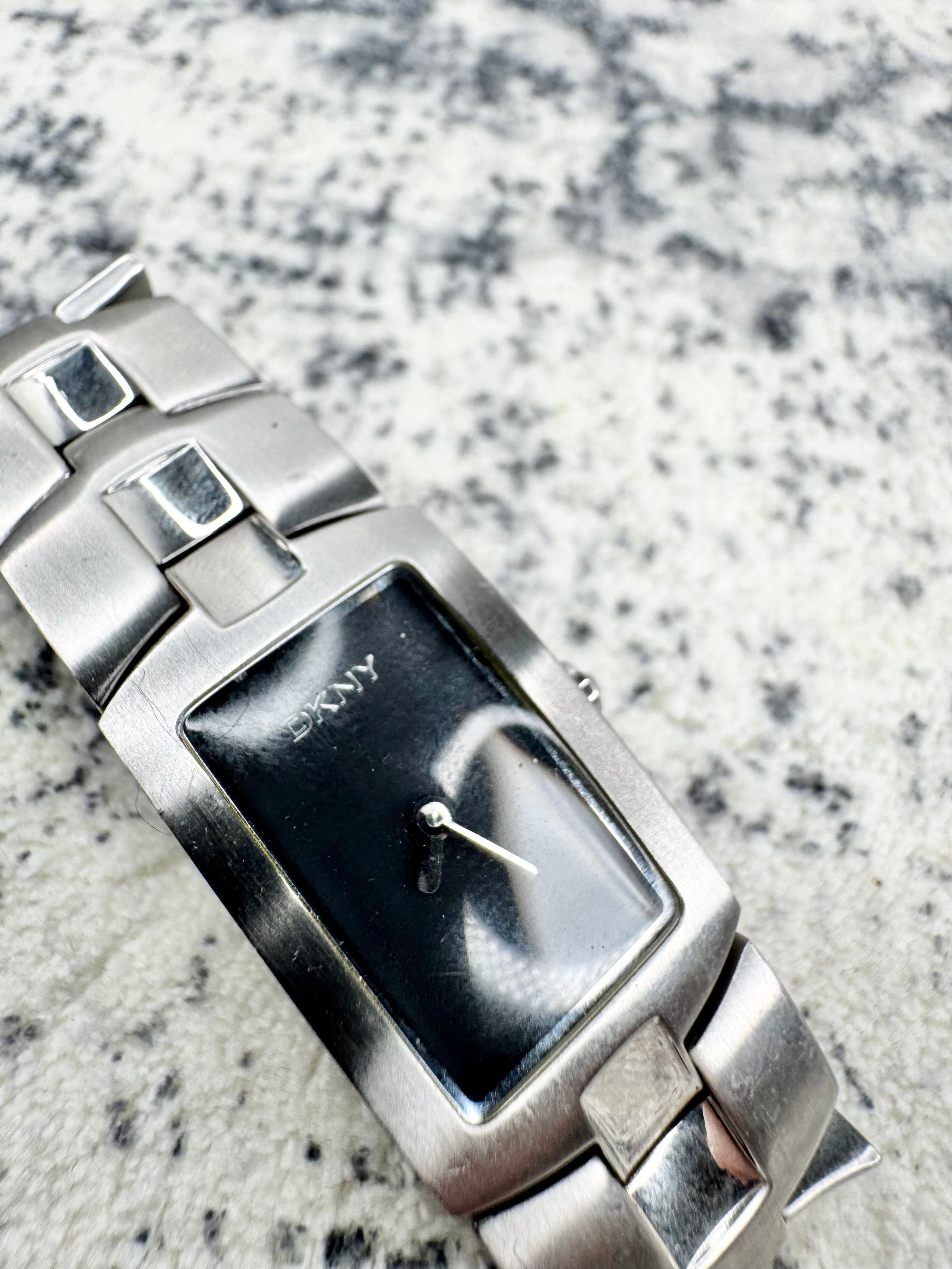 DKNY Black Dial Rectangular Watch