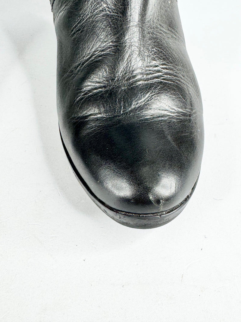 Gabor Black Leather Heeled Boots - 5.5