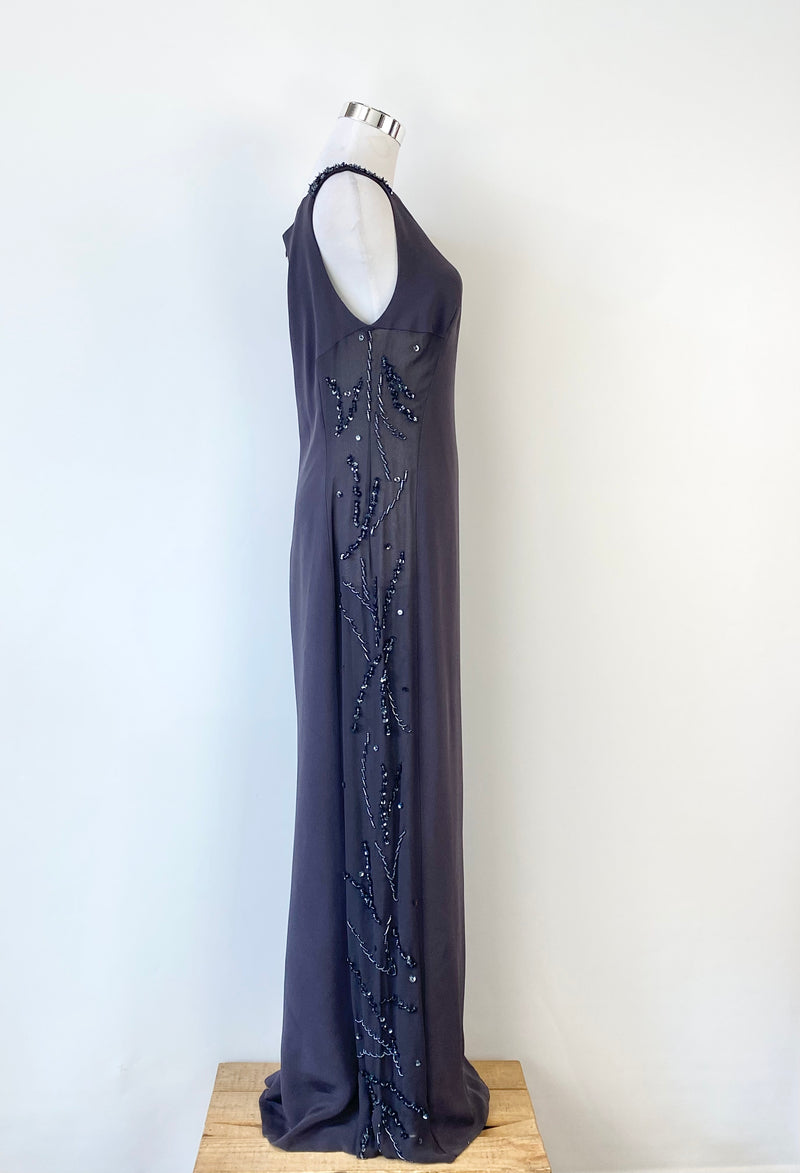 Medwin Sheer Panel Beaded Maxi Dress - AU10