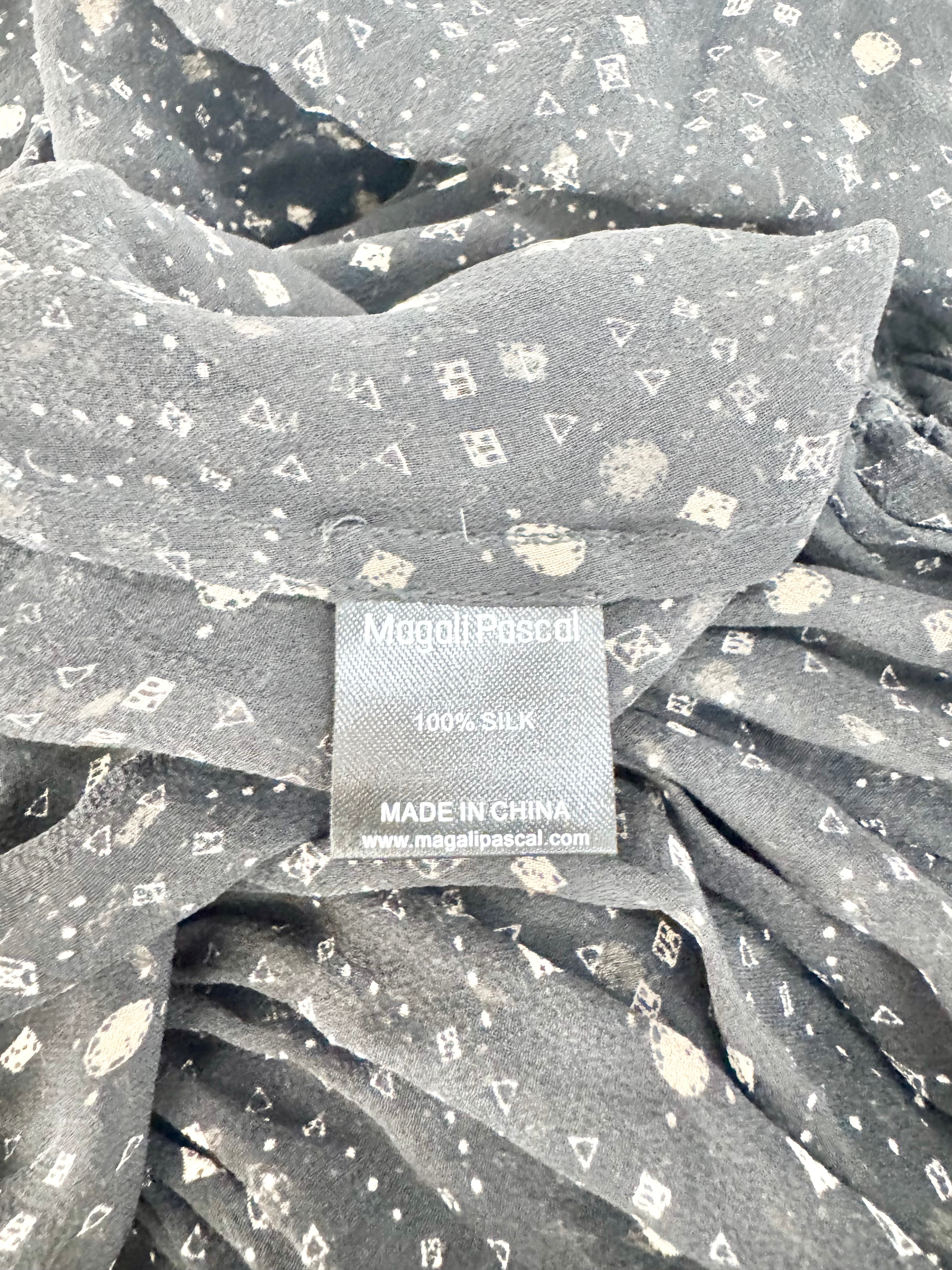 Magali Pascal Sheer Silk Patterned Ruffled Dress - AU4