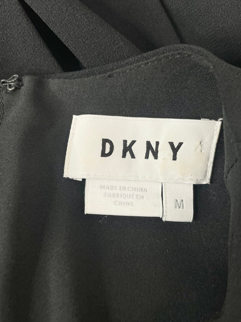 DKNY Black Panel Drape Midi Dress - M