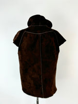 Genel London Bark Brown Shearling Vest - AU8