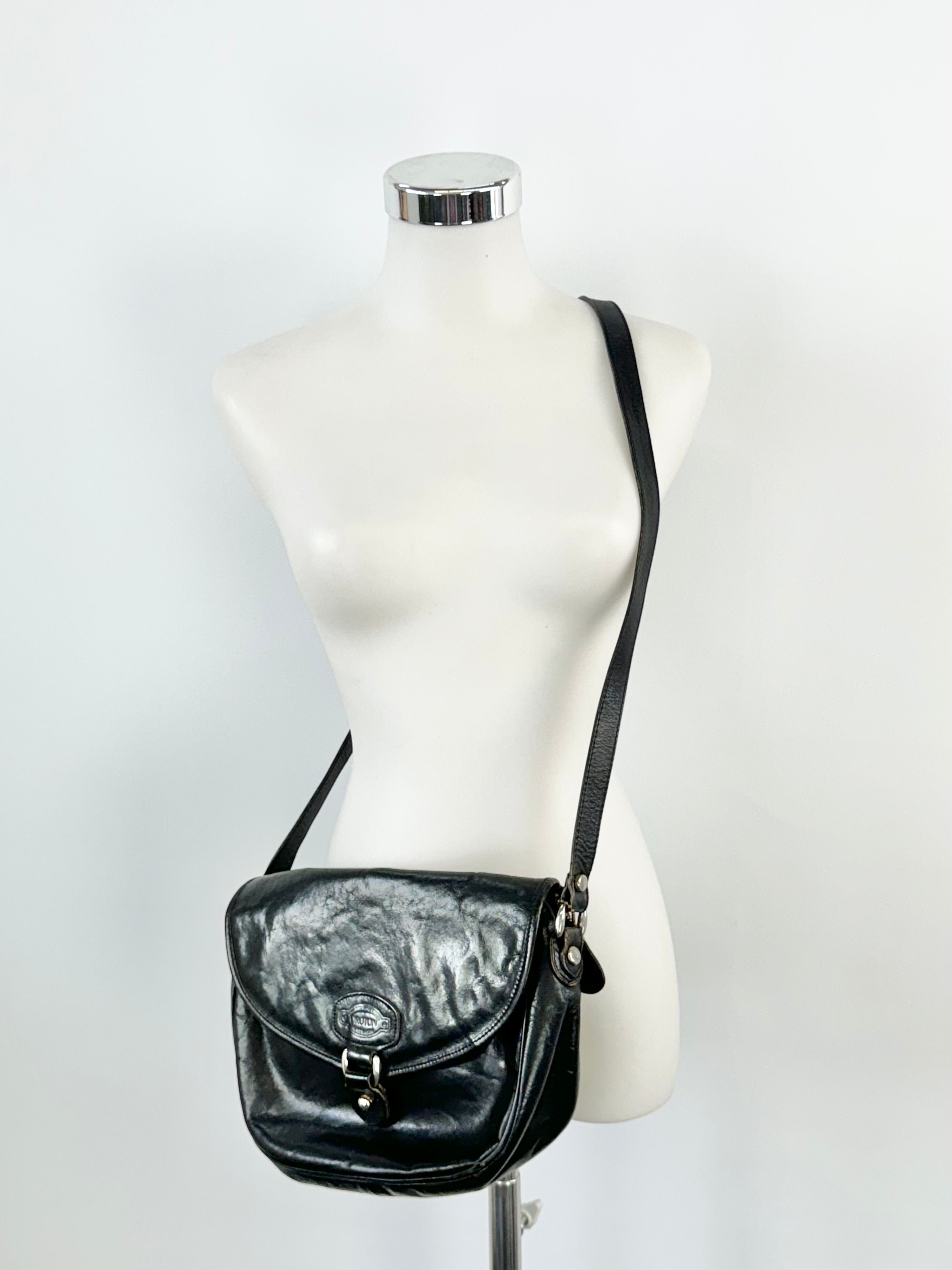 Vintage Oroton Black Saddle Bag