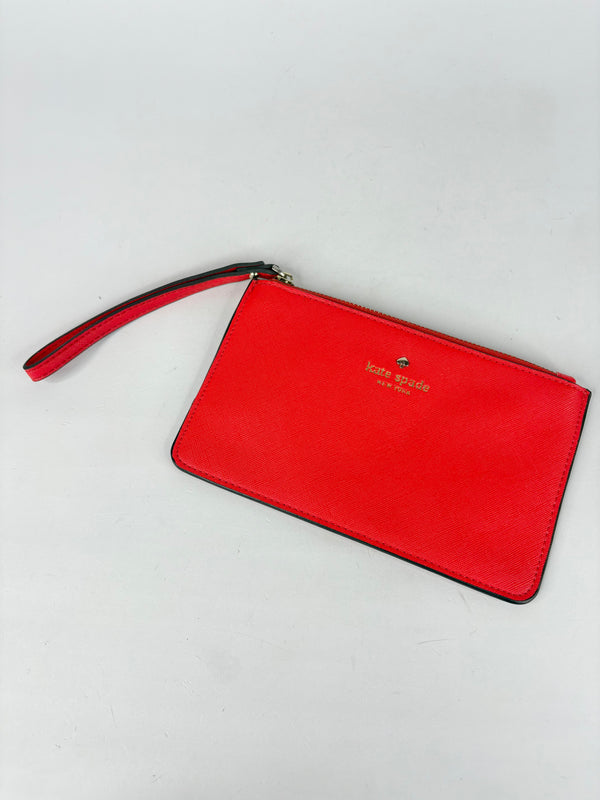 Kate Spade Coral Leather Wristlet Pouch