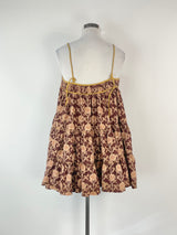 Free People Brown Floral Patterned Strap Mini Dress - AU16/18