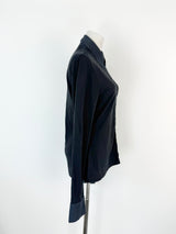 Anne Fontaine Black & Navy Long Sleeve Top - AU6/8