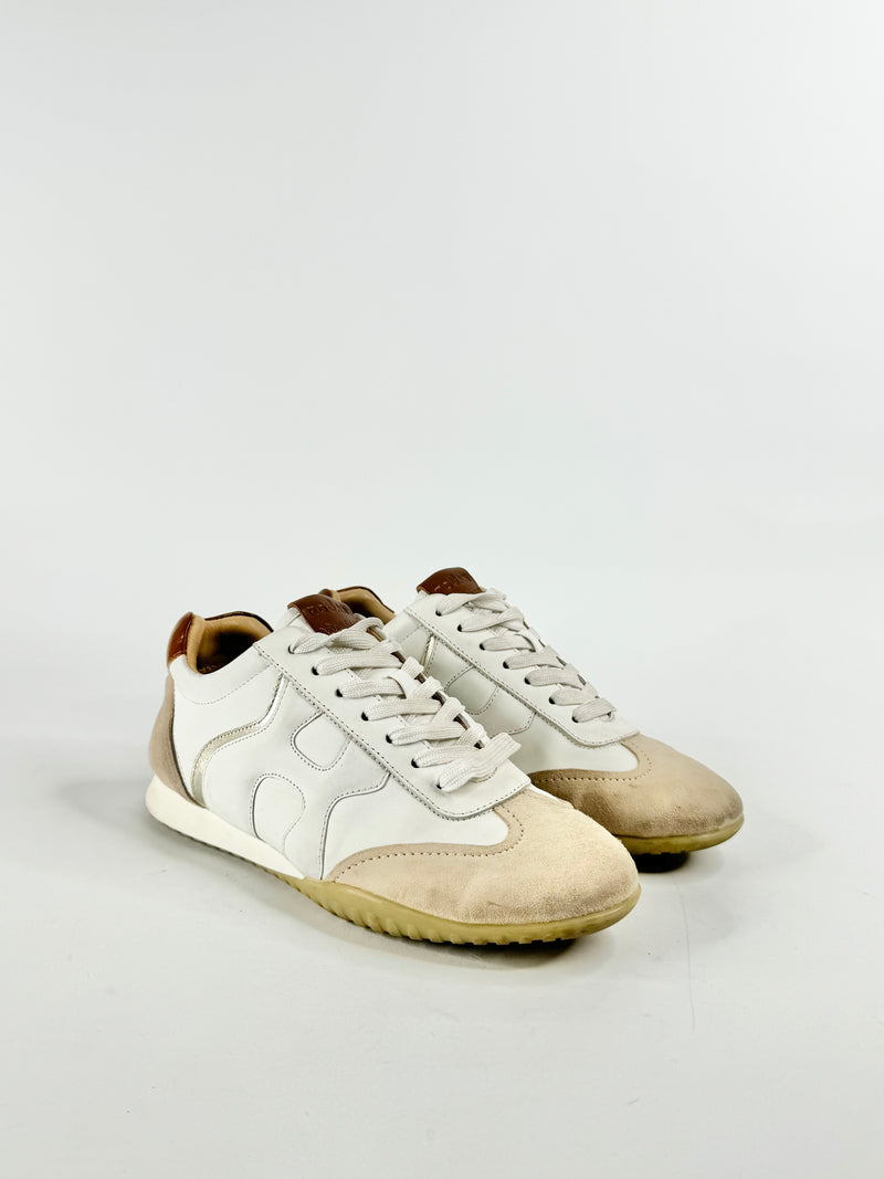 Hogan White & Cream Memory Foam Sneakers - EU35