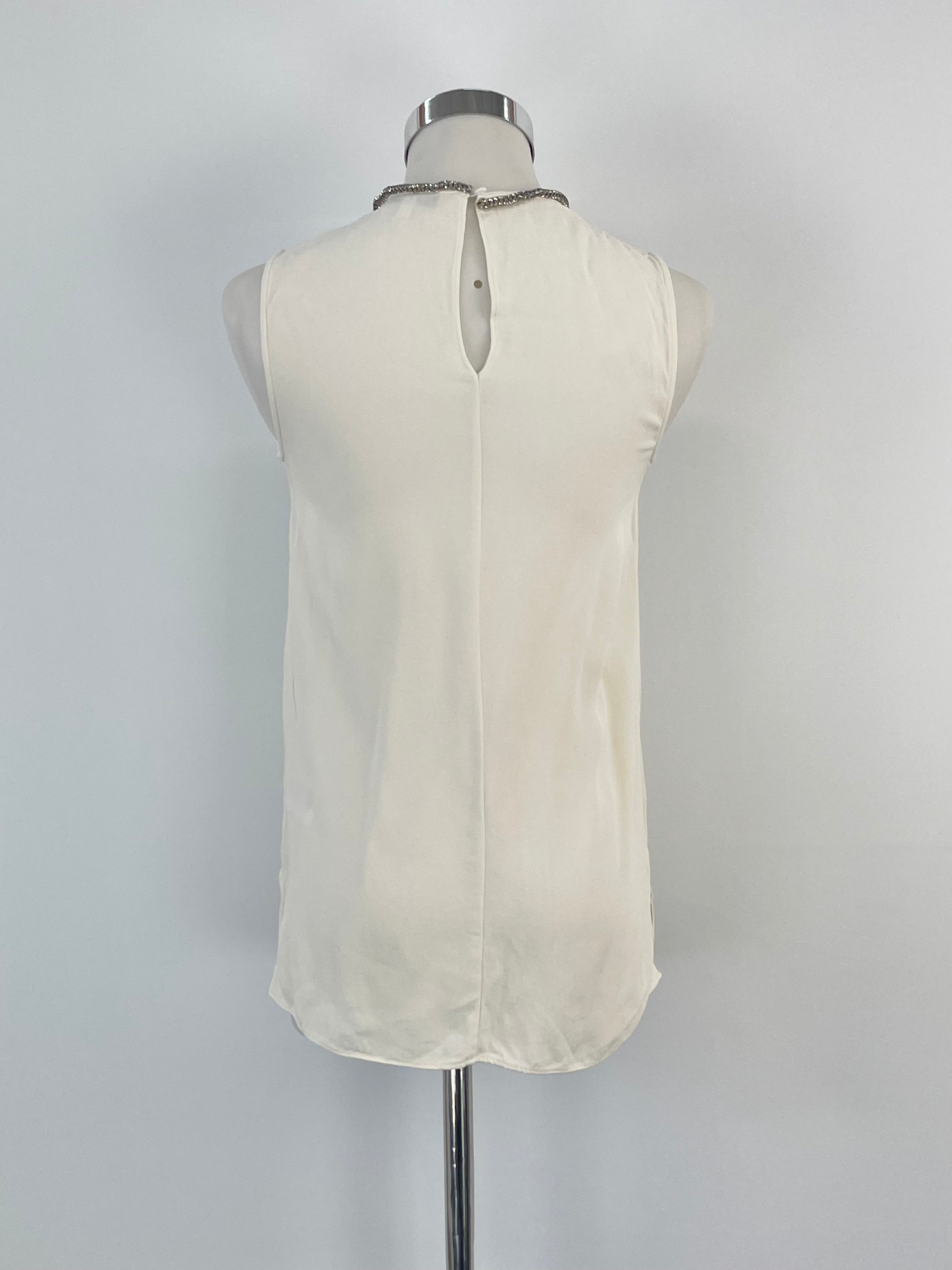 Reiss Cream 'Milla' Chain & Pleat Detailed Sleeveless Top - AU4/6