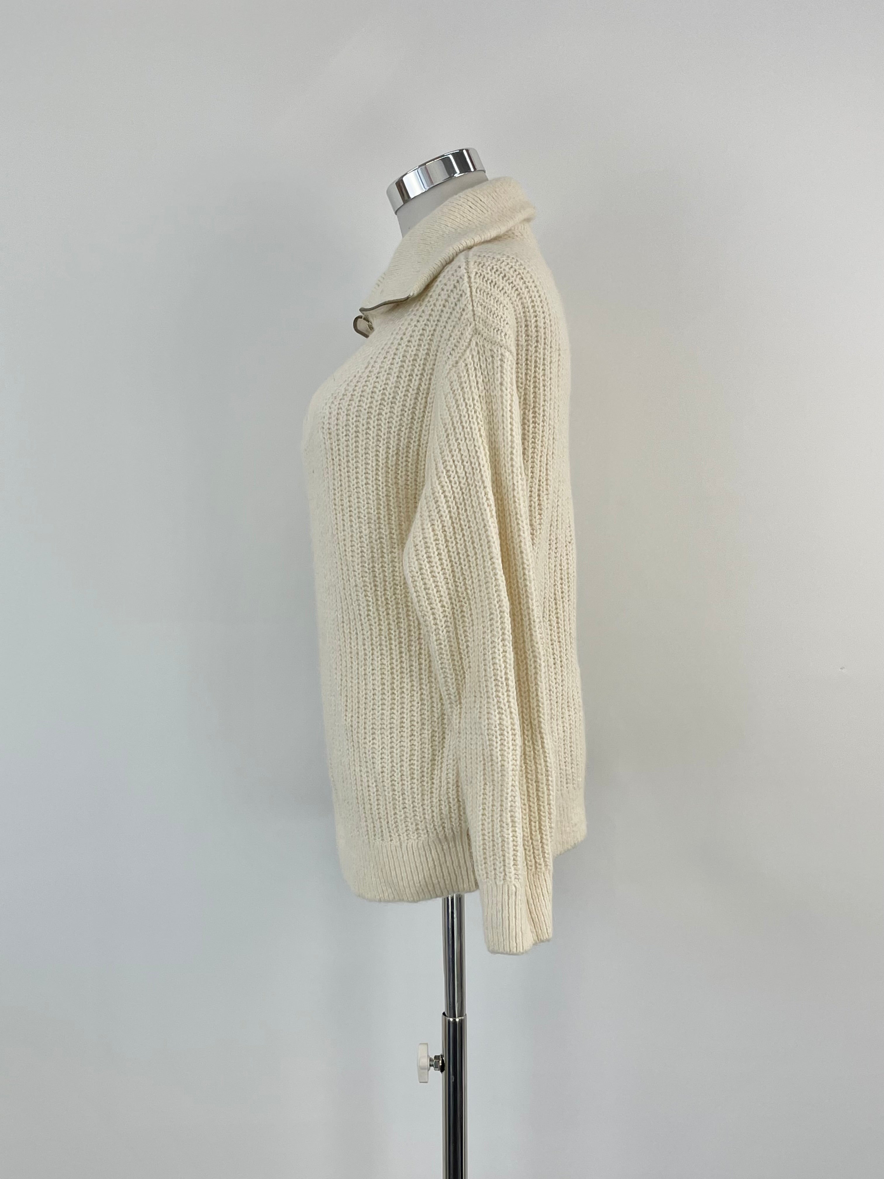 Reiss Cream Ribbed Zip Neck 'Safia' Sweater - AU8