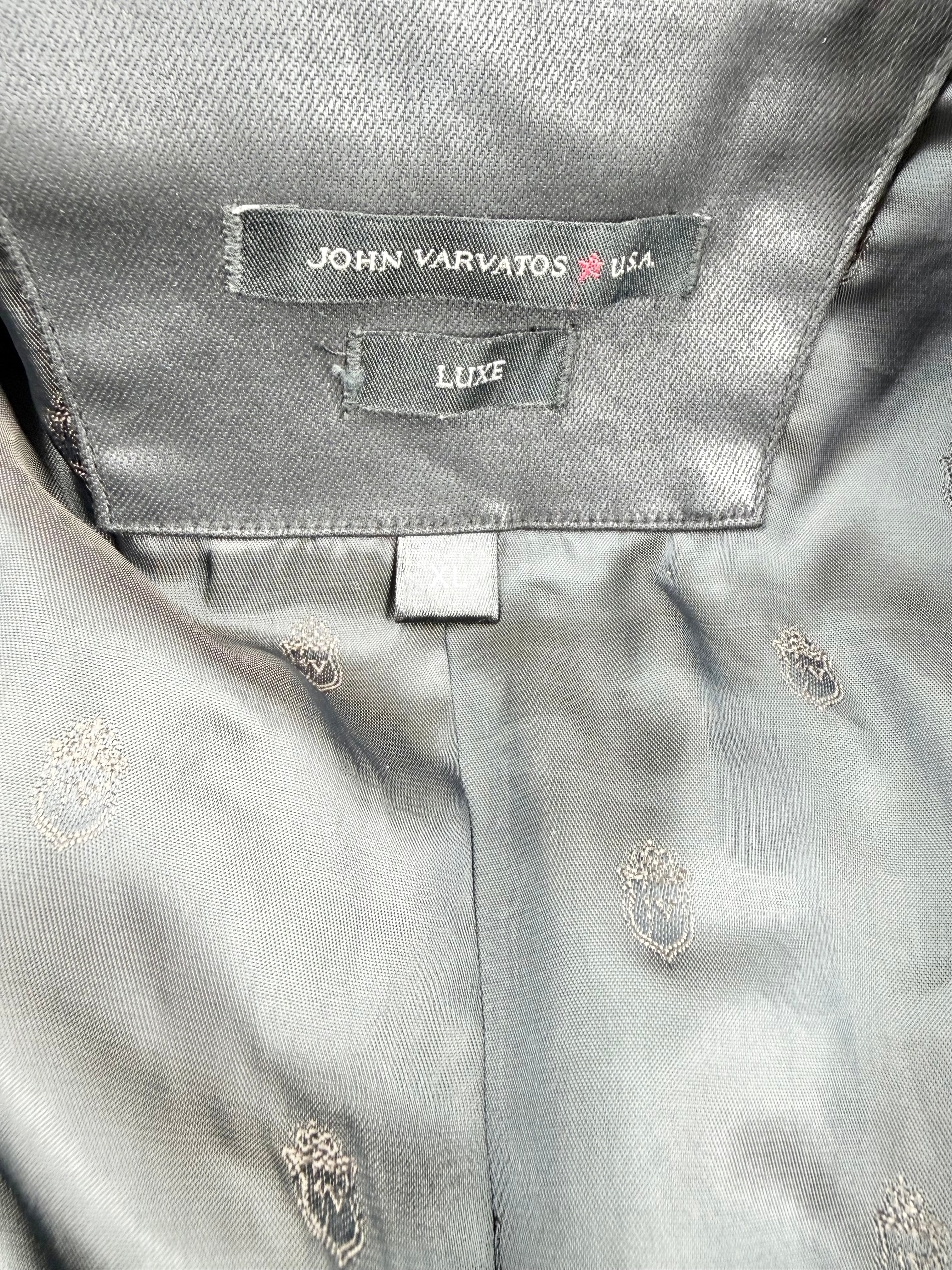John Varatos Black Modal Coated Biker Style Jacket - L