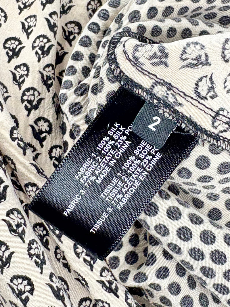 Proenza Schouler Taupe & Black Patterned Silk Top - AU6
