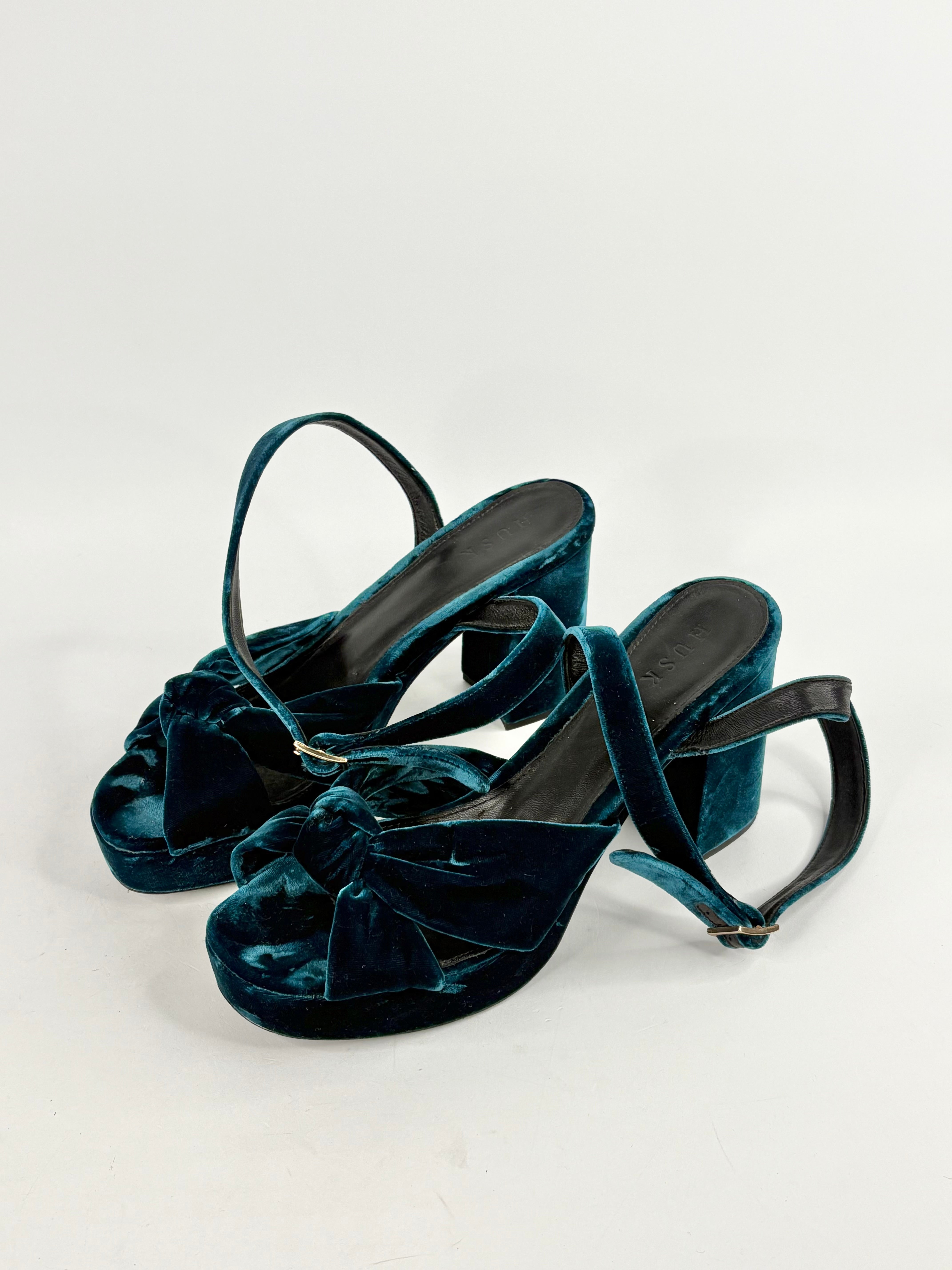Husk Blue Velvet Sandals - EU41