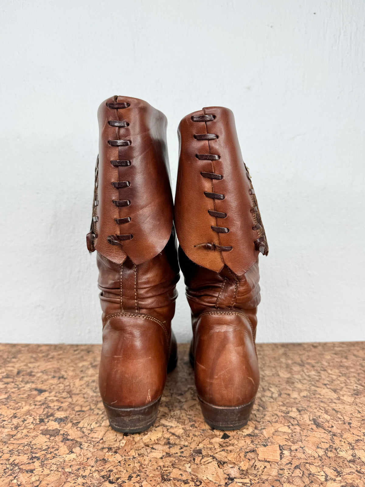 Vintage Buttero Mahogany Leather & Fur Boots - EU36