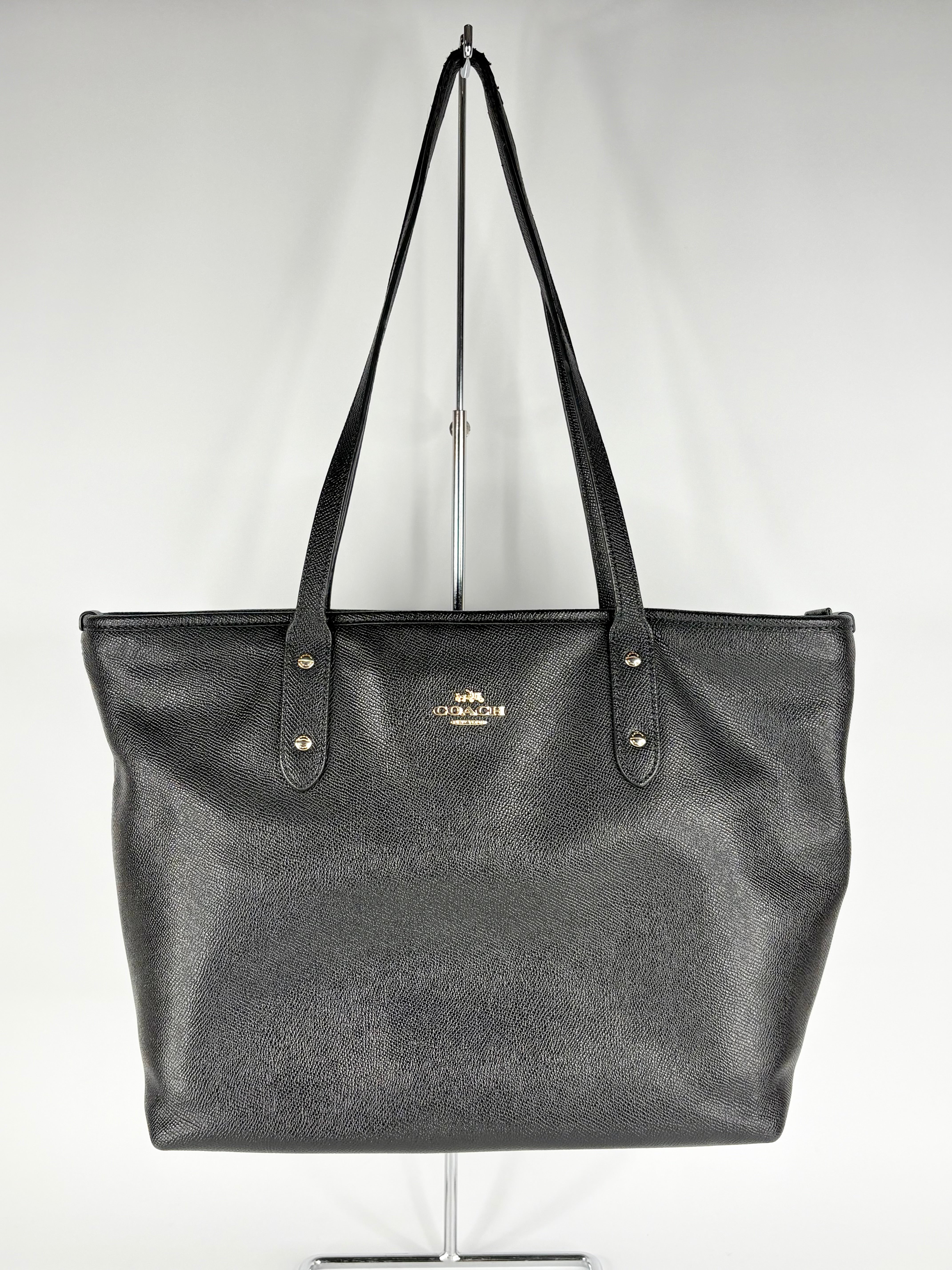 Coach Black Cross-Grained Leather City Tote Bag