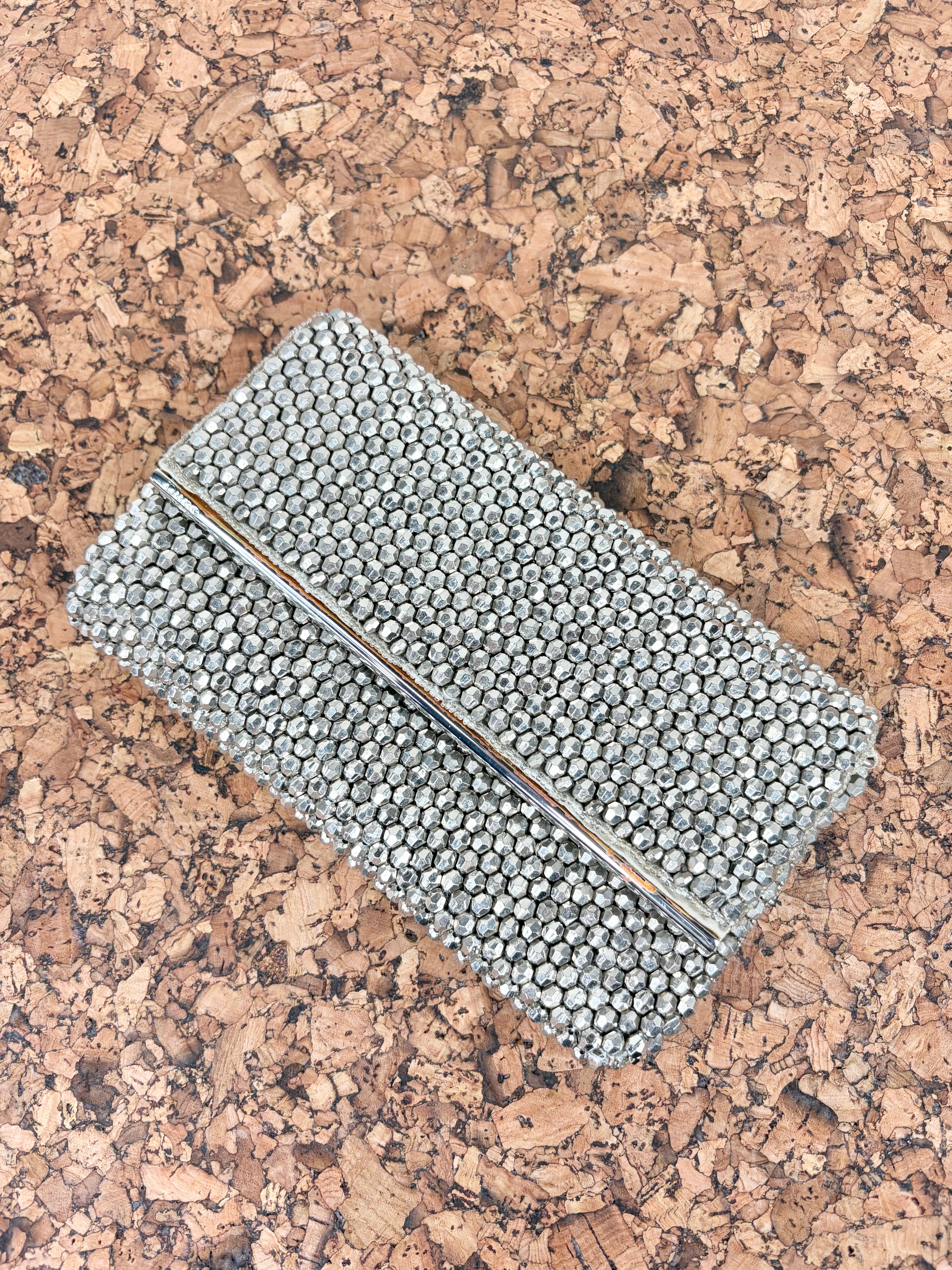 Dune London Silver Beaded Clutch