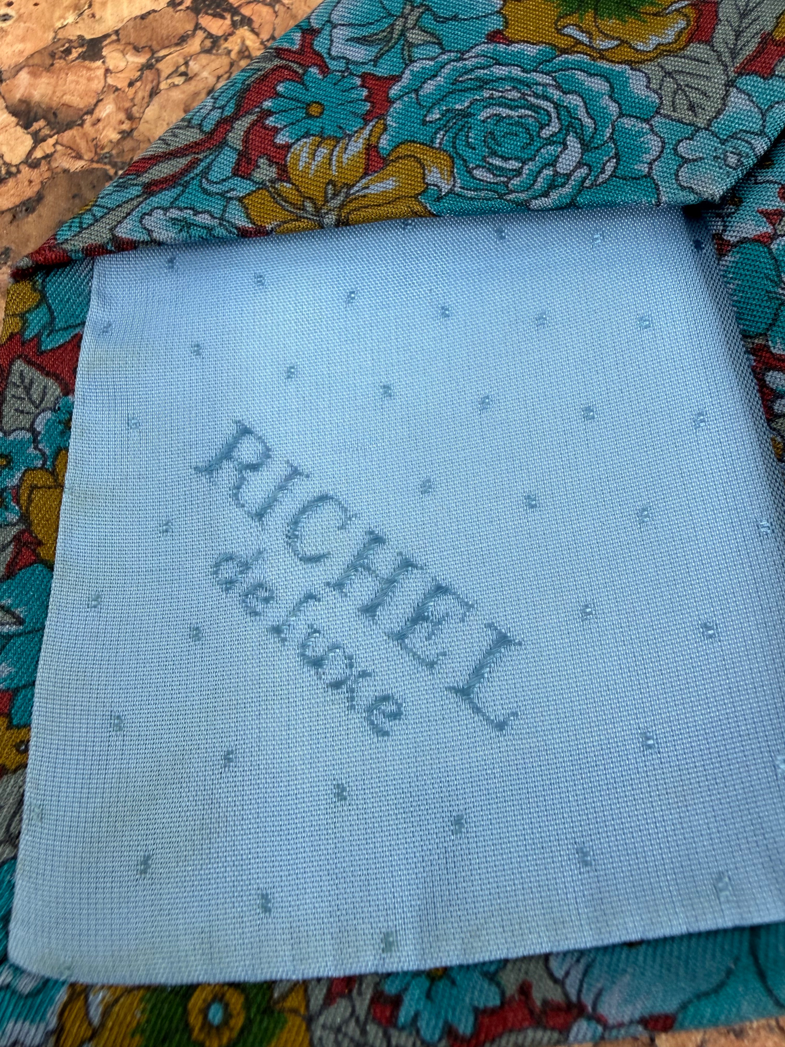 Richel Blue Floral Patterned Silk Tie