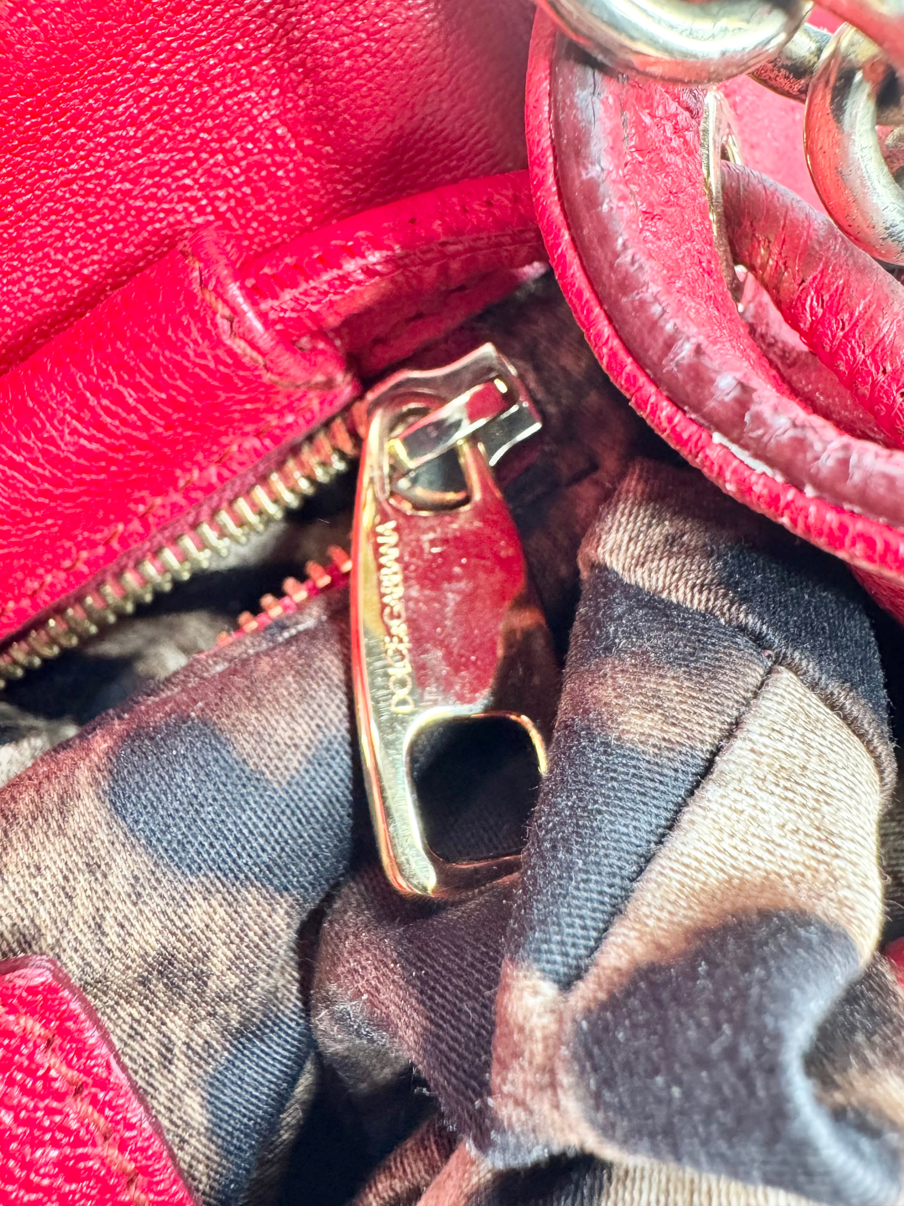 Dolce & Gabbana Red Leather Top Handle Handbag