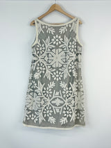 Hoss Intropia Sheer Beige Floral Sleeveless Dress - AU14