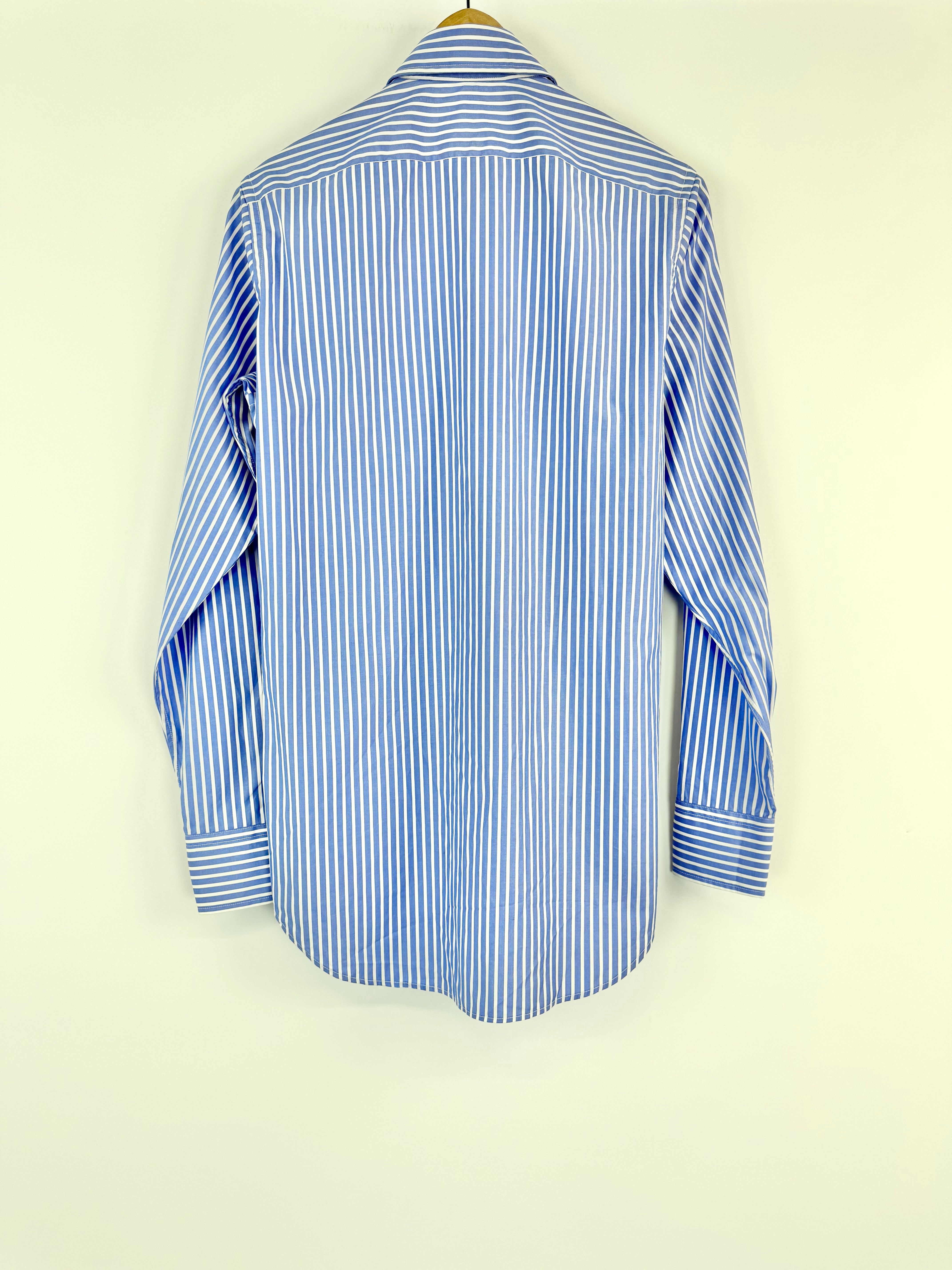 Drake's Blue and White Striped Shirt - 15/38