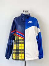 Nike Blue & Yellow Plaid Spliced Tracksuit Jacket - XS